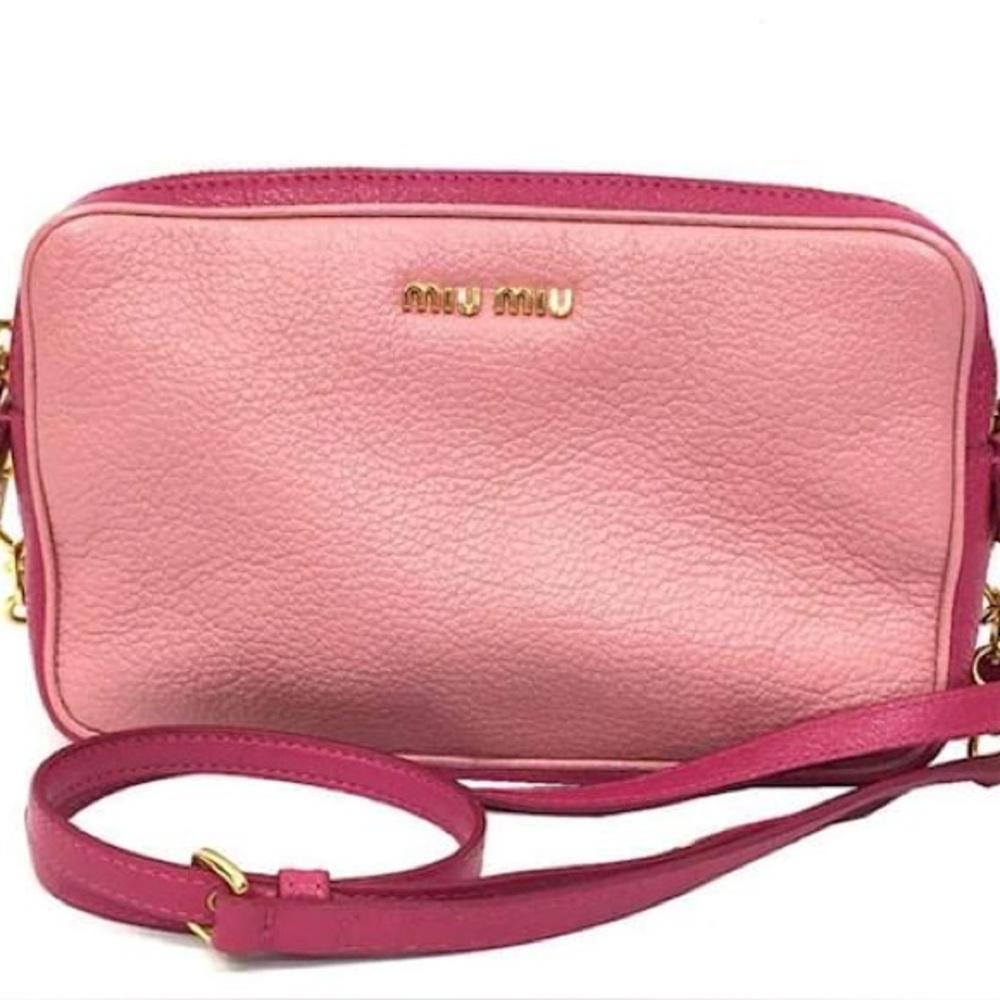 Miu Miu Pink Crossbody /Sshoulder Bag with Gold Accents